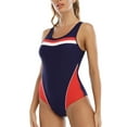 thumbnail image 2 of Traje de baño de una pieza para mujer, conjuntos de bikini para mujer, trajes de baño deportivos para mujer, trajes de baño sin espalda con bloques de color conservadores para mujer., 2 of 6