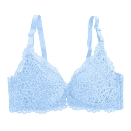 

TOWED22 Push Up Bras For Women Women s Wireless Plus Size Lace Bra Unlined Full Coverage Comfort Cotton Light Blue