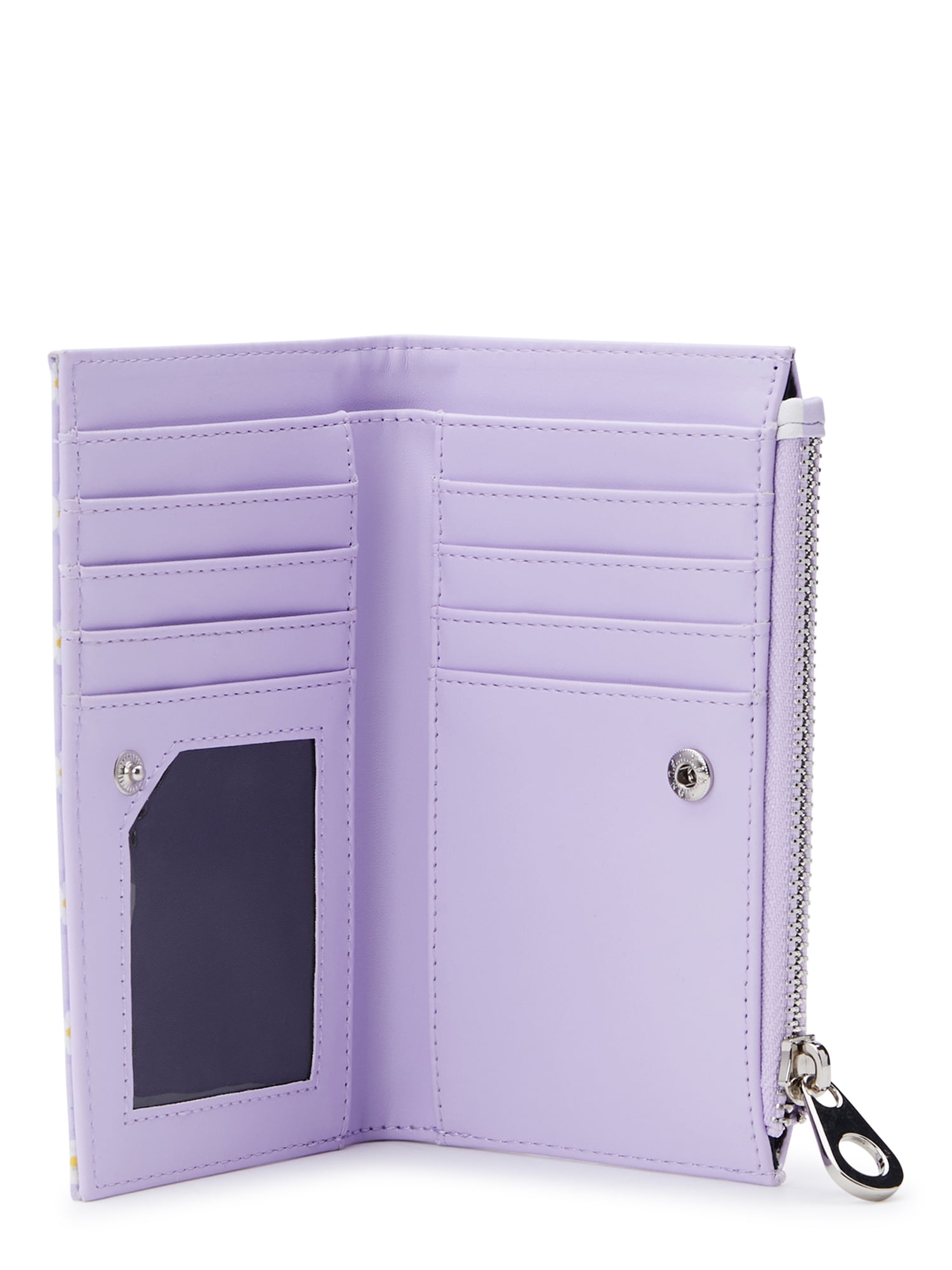 No Boundaries Women's Snap Wallet, Purple Gingham