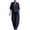 Navy, variant on jobturf Summer Two Piece Sets for Women Going Out Linen Lounge Set V Neck 3/4 Sleeve T Shirts and Pants Matching Vacation Outfits S-XXL