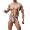 thumbnail image 2 of Men's Ice Silk Jockstrap Leotard Underwear Jumpsuits Wrestling Singlet Bodysuit, 2 of 6