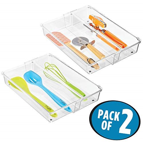mDesign Adjustable, Expandable Plastic Kitchen Drawer Organizer