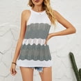 thumbnail image 4 of Tank Tops for Women Plus Size Women's Knitted Hollow Sling Shirt Casual Loose Splice Tank Top on Clearance, 4 of 7