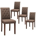 thumbnail image 4 of Pirecart Dining Chairs, Kitchen Chairs Set of 4, Button-Tufted Parsons Design Upholstered Fabric Chairs with Solid Wood Legs, for Dining Room & Kitchen, Brown, 4 of 8