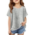 thumbnail image 3 of Aihuaihua Linen Tops for Girls Oversized Summer Boho Short Sleeve Shirts Kids Plain Loose Lightweight Beach Blouse Light Gray 2-3 Years, 3 of 7