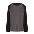 thumbnail image 2 of HAPIMO Casual Cotton Long Sleeve T-Shirt Baseball Color Block Loose Split Long Sleeve Bottoming Shirt Raglan Tops for Women Gray S, 2 of 5
