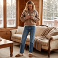 thumbnail image 7 of Textilo Women's Fair Isle Cardigan Sweaters Long Sleeve Crew Neck Button Up Sweater Ribbed Knit Geometric Pattern Coats Lightweight Soft Cozy Y2k Fall Winter Outerwear,Camel XL, 7 of 7