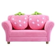 thumbnail image 4 of Pemberly Row Polyurethane Strawberry Kids Armrest Sofa with 2 Pillows in Pink, 4 of 11