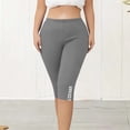 thumbnail image 6 of Capris for Women Dressy Casual Plus Size Yoga Capris for Women High Waisted Stretchy Cropped Leggings Elastic Long Shorts Gray XXL, 6 of 8