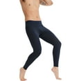 thumbnail image 2 of Active Men's Full Length Seamless Compression Leggings with Smooth Wide Waistband and Second-Skin Fit - Small, Navy, 2 of 6