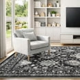 thumbnail image 2 of Area Rugs for Living Room, 5'x7' Washable Moroccan Low Pile Non-Slip Soft Print Pattern Rug for Bedroom Kitchen Dining Room Entryway - Black, 2 of 9