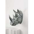 thumbnail image 2 of Rhino Head Sculpture Wall Mount Art Silver Color, 2 of 5