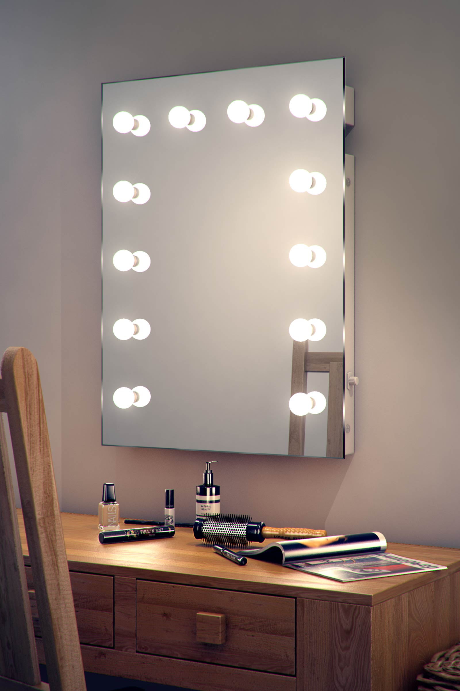 Diamond X Wallmount Hollywood Makeup Mirror With Dimmable Led K90ledbath