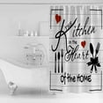 thumbnail image 4 of Extra Long Shower Curtain 72x96 Inch, Kitchen Tableware Shower Curtain Waterproof Bathroom Decor Red Love Heart Black Words Vintage Fabric Bath Curtain Set Accessories with Hooks, 4 of 6