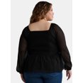 thumbnail image 3 of Terra & Sky Women's Plus Size Long Sleeve Babydoll Top, Sizes 0X-5X, 3 of 5
