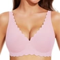 thumbnail image 2 of Floral Wireless Bra for Women Deep V Comfort Wirefree T-Shirt Bra Full Coverage Support Seamless Wavy Womens Jelly Bras Everyday Bralettes, 2 of 5