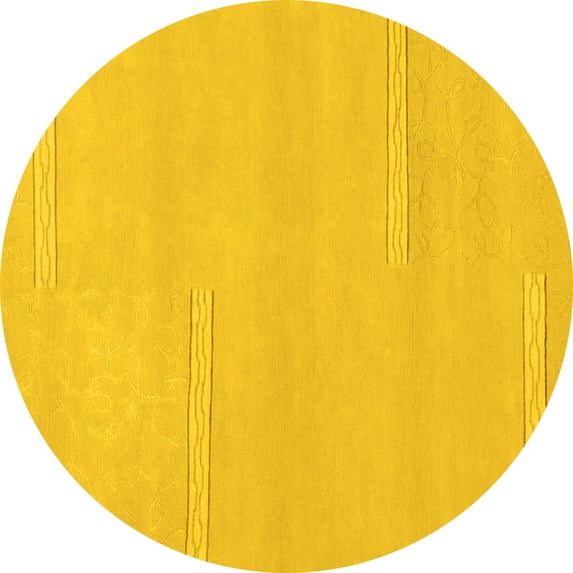 Ahgly Company Indoor Round Solid Yellow Modern Area Rugs, 5' Round
