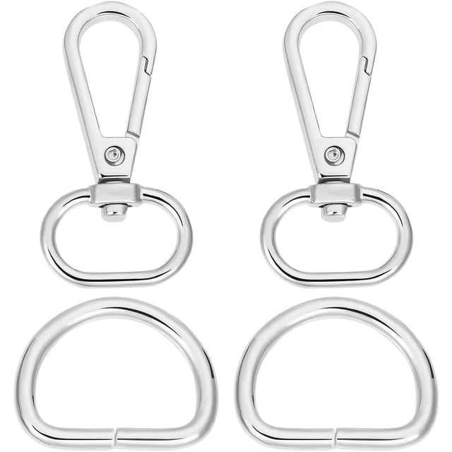 1 Box 10 Sets Swivel Clasps Snap Hook Alloy Silver Swivel Lobster Claw Clasps with D Rings Hardware Strap Replacement for Purses Crossbody Bags Key