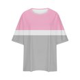 thumbnail image 4 of ZyeKqe Plus Size Tops for Women 1/2 Length Sleeve Crew Neck T Shirts Oversized Color Block Casual Tops, 4 of 5