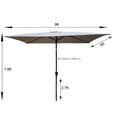 thumbnail image 3 of 6x9FT Outdoor Rectangular Umbrella with with Crank and Push Button Tilt, Large Sun Patio Waterproof Umbrella for Deck Pool Backyard Garden, No Base Included, Medium Grey, 3 of 7