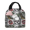 thumbnail image 1 of Easygdp Skulls Roses Bolsa Térmica Premium - Tela Oxford Impermeable, Gran Capacidad, Bolsillo Frontal, Unisex para Trabajo, Escuela, Actividades al Aire Libre y Picnics, 1 of 8