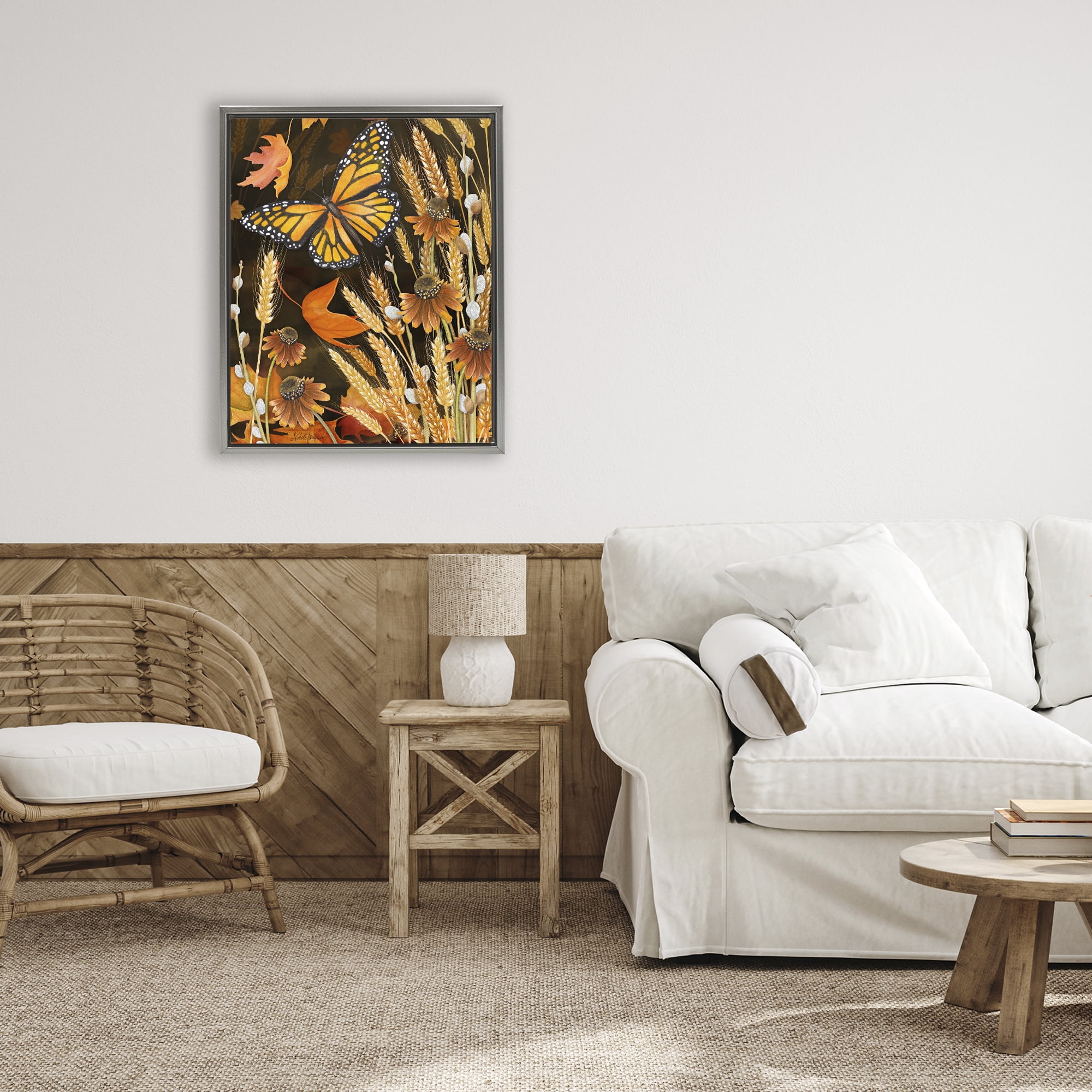 Stupell Industries Fall Motif Midnight Garden Gray Framed Floater Canvas Wall Art, design by Nicole Tamarin