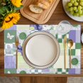 thumbnail image 4 of Spring Floral Checkered Placemats Set of 6, Sage Green Purple Buffalo Plaid Placemats for Dining Table, Place Mats for Kitchen Tabletop, Waterproof Wipeable Dining Table Mats Set, 4 of 9