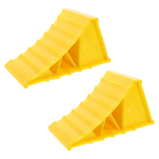 LOLIPPYY 1 Pair Wheel Chocks For Trucks Yellow Plastic Tire Stopper Prevent Rolling Vehicle Owners