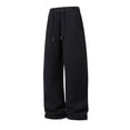 thumbnail image 3 of RongHuan Big and Tall Pants for Men Fleece Elastic Waist Wide Leg Pant Casual Drawstring Trousers Loose Vintage Sweatpants, 3 of 7