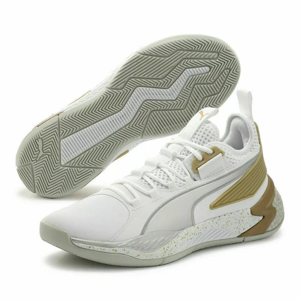 PU & MA Basketball Uproar Hybrid Court Core White Metallic Silver Men New 192775-09