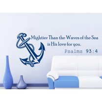 Wall Decals Quotes Psalms 93:4 Mightier Than the Waves of the Sea Anchor Nautical