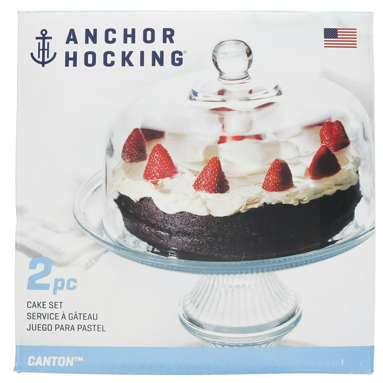 Anchor Hocking ケーキスタンド S L 2点セット Anchor Hocking Canton Glass Cake Stand Set with Pedestal