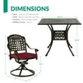 thumbnail image 5 of VIVIJASON 5-Piece Outdoor Patio Dining Set, All-Weather Cast Aluminum Conversation Set for Balcony, Patio Furniture Set Include 4 Swivel Cushioned Chairs, 1 Square Table w/Umbrella Hole, Red Cushion, 5 of 7