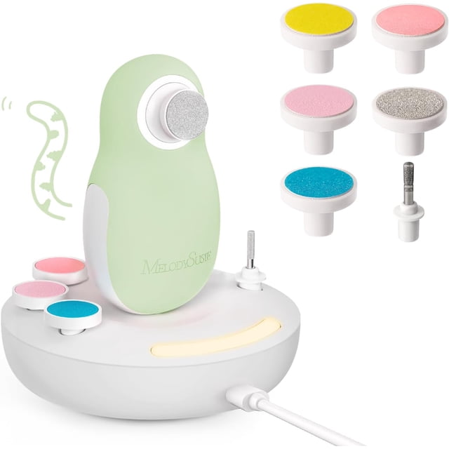 - Kit de lima de uñas eléctrica para bebé, PC20F, magnético, recargable y seguro, con luz nocturna, ncionamiento silencioso para recién nacidos, bebés, niños pequeños, cortaúñas suave