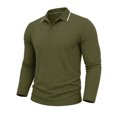 thumbnail image 5 of Zivyakyro Long Sleeve Polos for Men Fall Button Collared Casual Loose Shirts Textured Breathable Jacquard Green 2XL, 5 of 7