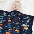 thumbnail image 3 of Alphabet Blanket Space Astronaut Blanket for Boys Girls 30x40 Inch ABC Planet Star Spaceship Rocket Baby Boy Blankets Newborn Super Soft Fleece Toddler Throw Blankets for School Nap Sofa Bedroom Decor, 3 of 6