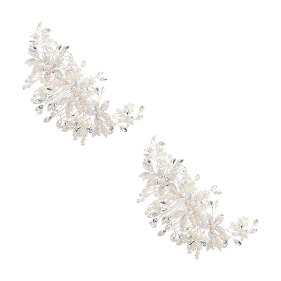 Masteelf 2pcs Bridal Hair Comb Flower Bride Wedding Hair Clips Rhinestone Hair Pin Wedding Headpiece Headwear For Wedding Brides Women Gril