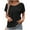 Black, variant on Dressy Casual Tops for Women Eyelet Short Sleeve Shirts Lace Crochet Back Crewneck Pleated Loose Blouses