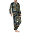 thumbnail image 2 of Naloa Dot Mandala Men’s Pajamas Set - Long Sleeve Button Down Sleep Shirt and Pajama Bottoms Sleepwear Set-XX-Large, 2 of 7