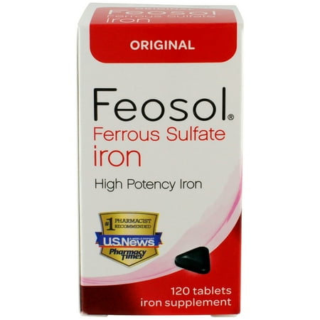 - (2 pack) Feosol Ferrous Sulfate Iron Tablets, 120 Ct