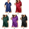 thumbnail image 4 of Pyjama d'Été pour Femme, Manches Courtes, Boutonné, Noir, 4TG, 4 of 8