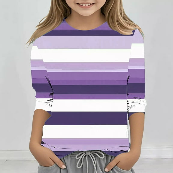 Riecok Girls Hooded Sweatshirts 3/4 Sleeve Crewneck Casual Fitted Outdoor Loose Hoodie Lightfleece Lined Tops Trendy Clothes Sweatshirt Older Children Pullover Multicolor 9 T