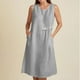 thumbnail image 2 of Vestido de Verano para las Mujeres Playa, Moda Vacaciones Color Sólido sin Mangas Hueco Fuera de la Fiesta Midi para Casual, 2 of 8