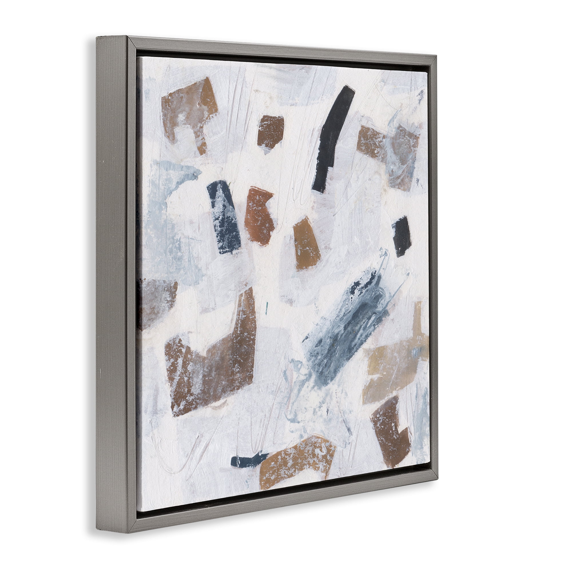 Stupell Industries Dappled Abstract Forms Abstract Painting Gray Floater Framed Canvas Art Print Wall Art, 18 x 18