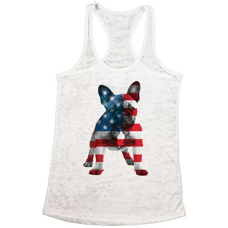 Bulldog Tank Awkward Styles Women's USA Flag French Bulldog Cute Graphic Burnout Racerback Tank Tops 4th Of July Party Pet Lover ()