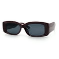 thumbnail image 4 of Womens Mod Rectangle Thick Beveled Plastic Minimal Fashion Sunglasses Red - Black, 4 of 8