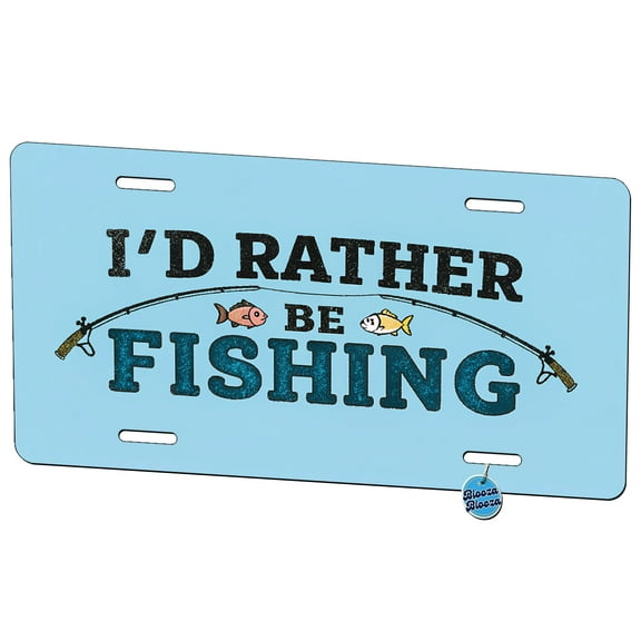 I D Rather Be Fishing Metal Novelty License Plate