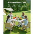 thumbnail image 2 of KFFKFF Table Pliante, Table Utilitaire Portative Robuste de 6 Pi à Plier en Deux, Table Rectangulaire en Plastique pour Intérieur et Extérieur avec Poignée Intégrée, pour Fête, Salle à Manger, Mariage, 2 of 8