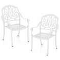 thumbnail image 1 of Gymax Set Of 2 Patio Cast Aluminum Dining Chairs Armrests Outdoor Stackable White, 1 of 6