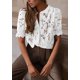 thumbnail image 3 of Blusa PRETTYGARDEN de encaje para mujer, manga corta, color blanco, talla S, 3 of 6